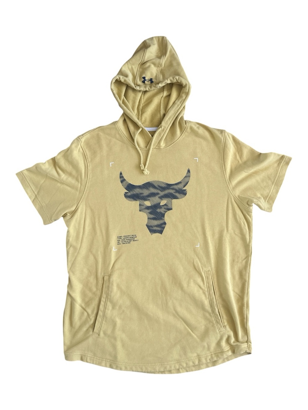 Under Armour Project Rock Short Sleeve Hoodie Men’s XL Yellow - Picture 2 of 5